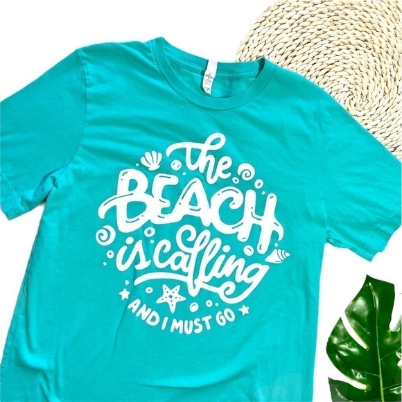 Bella Canvas The Beach Is Calling Graphic Short Sleeve T-Shirt Size Medium - Picture 16 of 17